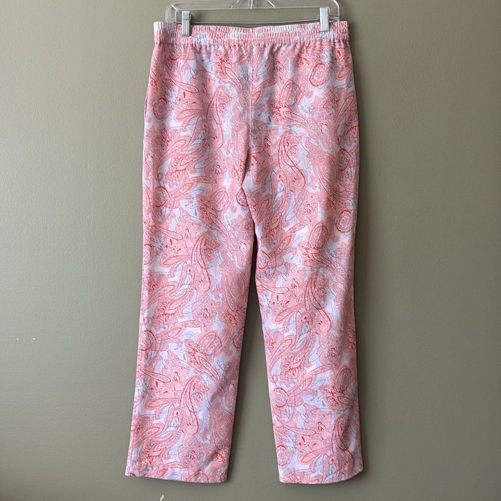 Talbots Paisley Blue Orange/Red White Pull On Crop Ankle Pants Sz 8 - Picture 5 of 9